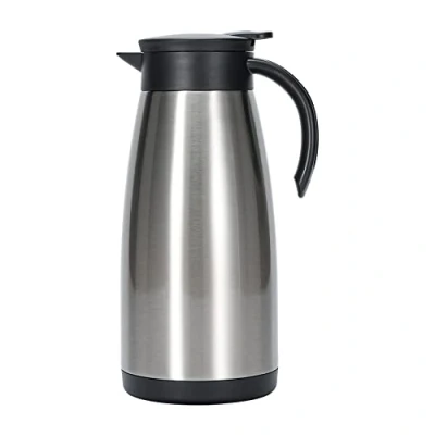 Image of Olerd 1L Insulated Coffee Pot, Stainless Steel Flask, One Handed Using Tea Double Walled Vacuum Jug, Carafe for Tea, Water, Drink (Silver)