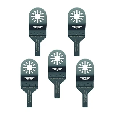 Image of 5 x 10mm TopsTools UN10F_5 Wood Cutting Blades Compatible with Bosch Fein (Non StarLock) Makita Milwaukee Einhell Ergotools Hitachi Parkside Ryobi Worx Workzone Multitool Multi Tool Accessories