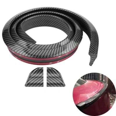Image of Car Rear Trunk Spoiler Spoilers, 1.6m/5.2ft Carbon Fiber Soft Rubber Roof Wing Lip Sticker Guard(3.5cm)