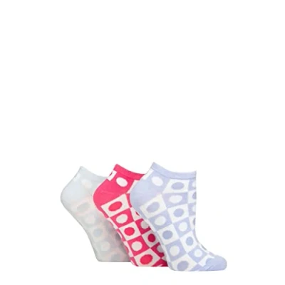 Image of Women&#039;s 3 Pair SOCKSHOP Wildfeet Cotton Patterned Trainer Socks Spotty Check Lilac / Pink Blue 4 8