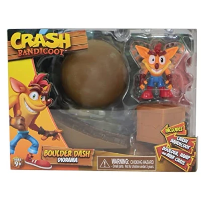 Image of Crash Bandicoot Bandai Boulder Dash Diorama Play Set Includes 6cm Collectable Figure With Ramp And Crate Based On Video Games Great Girls Boys Toys