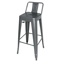 Image of Bolero Bistro High Stool With Backrest Gun Metal (4 pack)