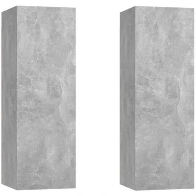 Image of vidaXL TV Cabinets 2 pcs Concrete Grey 30.5x30x90 cm Engineered Wood