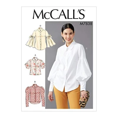 Image of McCall&#039;s M7838A5 Loose Fit Women&#039;s Button Up Blouse Sewing Patterns, Sizes 6 14, Multicolour
