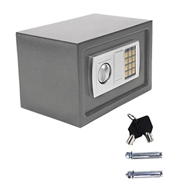 Image of Electronic Safe 8.5L Cash Digital Lock Box Steel Security Construction with 2 Keys For Office or Home Wall Floor Mounted 20x31x20CM, Grey