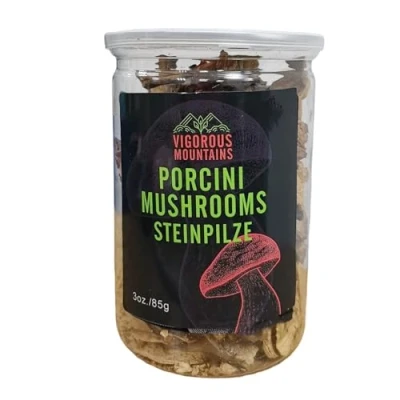 Image of VIGOROUS MOUNTAINS Dried Porcini Mushrooms Boletus Edulis 3 Ounce 85 Gram