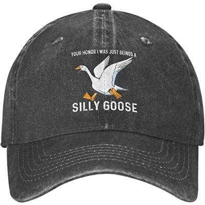 Image of Baseball Cap Silly Goose Hat Your Honor I was Just Beings A for Women Dad Vintage Caps Black