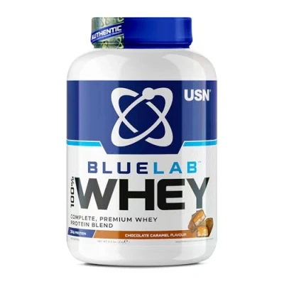 Image of USN Blue Lab Whey Protein Powder: Chocolate Caramel 2kg Post Workout Isolate Muscle Building Powder Supplement With Added BCAAs