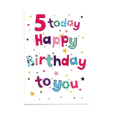 Image of Birthday Card for Five (5) 5th Year Old Girl Free Post (UK)