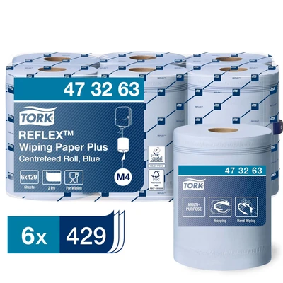 Image of Tork Reflex M4 Centrefeed Tissue 2 Ply 150m Blue (6 Pack)