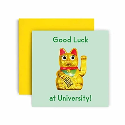 Image of Huxters University Good Luck Gifts for Colleagues Women Men at Lucky Cat Sorry Your Leaving Uni Congratulations Card 14.8cm (University)