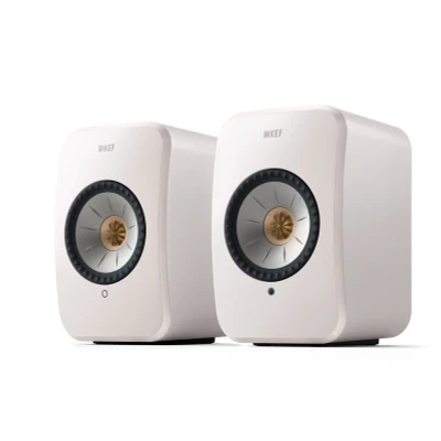Image of KEF AUDIO LSX II Wireless Multi room Bookshelf Speakers Mineral White, White