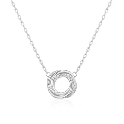 Image of Philip Jones Silver Plated Circle Knot Necklace Created with Zircondia® Crystals