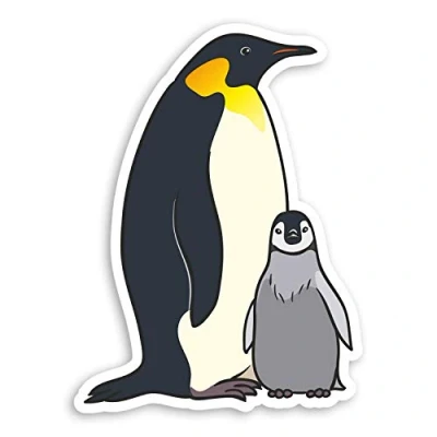 Image of 2 x 10cm Cute Emperor Penguin Vinyl Stickers Chick Baby Laptop Sticker #30074 (10cm Tall)