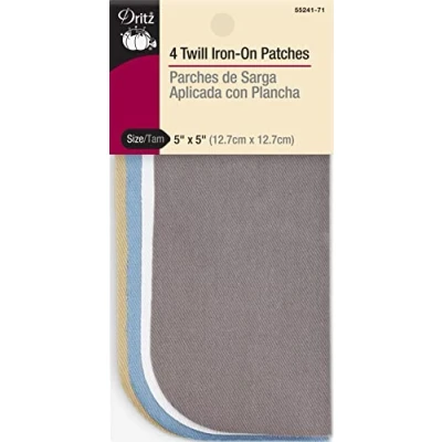Image of Dritz Twill, 5 x Inch, 4 Count, Assorted Iron On Patches, Light Colors
