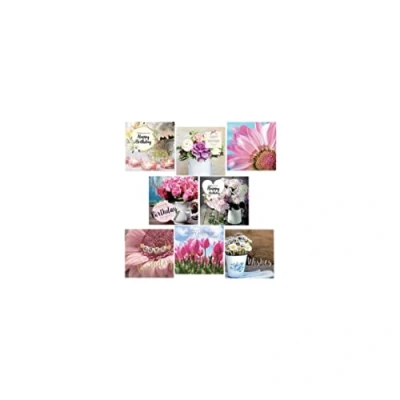 Image of Vsorce4u 8 x Floral Happy Birthday Cards with Envelopes Assorted Design Greeting Massage For Men Women Kids