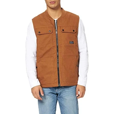 Image of Hurley Men&#039;s M Roth Multi Pocket Worker Vest, Newprint Or Black/Wht, XL