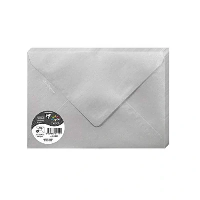 Image of Clairefontaine Ref 51190C Pollen Iridescent Envelopes (Pack of 20) C5 in Size, 120gsm Paper, Suitable for Use with Inkjet or Laser Printers Silver