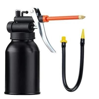 Image of Junchi 300ml Oil Can Metal High Pressure Oiler Lubrication With Flex Spout &amp;Straight