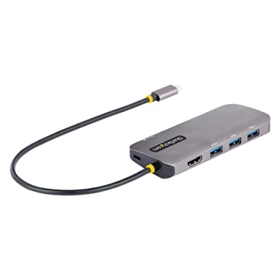 Image of StarTech.com USB C Multiport Adapter, 4K 60Hz HDMI Video, 3 Port 5Gbps Hub, 100W Power Delivery Pass Through, GbE, 12&quot;/30cm Cable, Mini Travel Dock, Laptop Docking Station (127B USBC MULTIPORT)