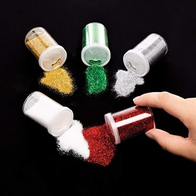 Image of Baker Ross AW922 Christmas Glitter Shakers, Festive Arts and Craft (Pack of 5), Assorted