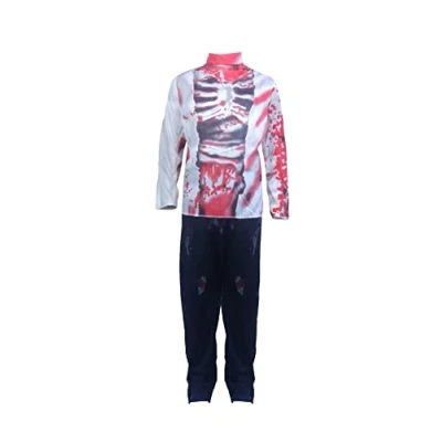 Image of HENBRANDT Children’s Zombie Fancy Dress Costume Walking Undead Bloody Skeleton Living Dead Scary Monster Size Small Ages 4 6 Halloween for Boys