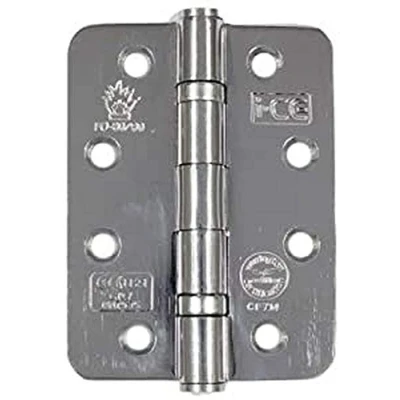 Image of Chrome Plated Mild Steel Ball Bearing Hinge with Rounded Corners 100mm CE7 Fire Rated (1 Pair)