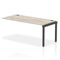Image of Impulse Bench Single Row Ext Kit 1800 Black Frame Desk Grey Oak