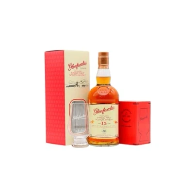 Image of Glenfarclas Glencairn Glass &amp; Highland Single Malt 15 year old Whisky 70cl 46% ABV