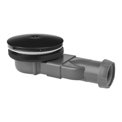 Image of Wirquin 30722861 Extra Flat Shower Drain for Trays ø90 with ABS Dome, Black
