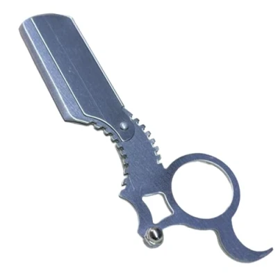 Image of Wishbeauty Barber Ring Razor, Straight Edge Razor for Salon, Accessories, Shaving (Stainless Steel)