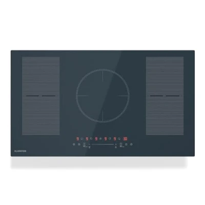 Image of Klarstein Delicatessa 90 Flex Induction Hob 5 Zone Built in Electric Cooker, 9500W with Thermoboost, Flexzone, Sensecontrol, Timer &amp; Child Lock, Anthracite Glass Ceramic