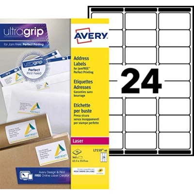 Image of Avery The 7159 40 Labels 63.5 x 33.9 mm White