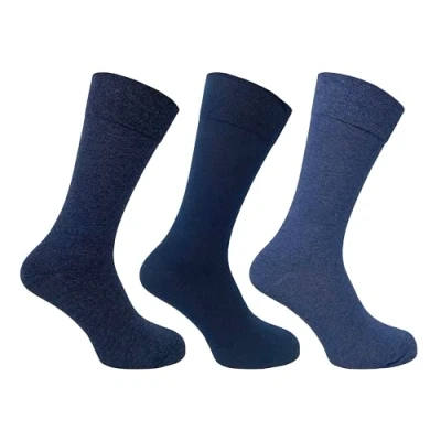 Image of Flexitop Men&#039;s Socks 3 Pairs U.K. Size 6 11 socks, soft hold, comfort grip (Standard, Navy Mix)