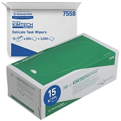 Image of Kimtech Science Highly absorbent, lint free wipe in a box for laboratory use.
