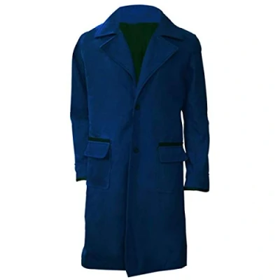 Image of Mens Newt Scamander Fantastic Beasts And Where To Find Them Eddie Redmayne Blue Winter Wool Costume Coat