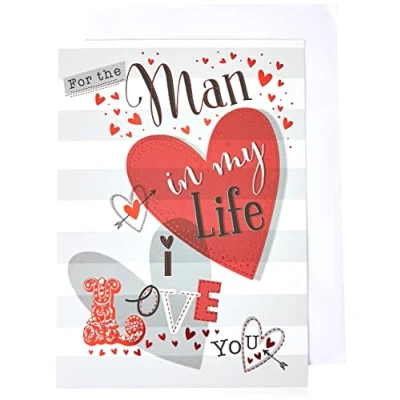 Image of Piccadilly Greetings Valentines Card Man In My Life 9 x 6 inches A50180