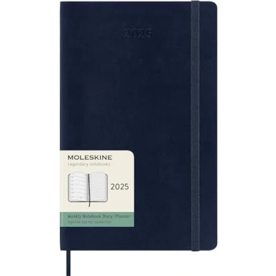 Image of Moleskine Weekly Planner, Agenda with Space for Notes 12 Months 2025, Soft Cover and Elastic Closure, Sapphire Blue Color, Large Format 13x21 cm
