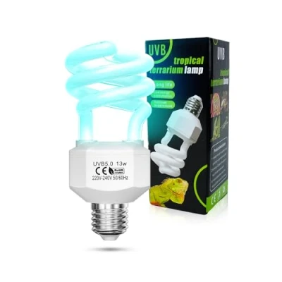 Image of TobeBright 13W E27 UVA uvb Bulb Tortoise AC220 240V 5.0 Light Reptile Fluorescent Beam Angle 360 lamp for Aquarium, Glass Container, Feeder, Turtle, Snake, Lizard, etc (1Pcs)