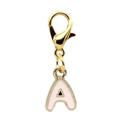 Image of JewelleryJoy Clip On A Z Alphabet Initial Letters Pink Gold Charms Pendant for Bracelet Necklace in Organza Gift Bag (A)
