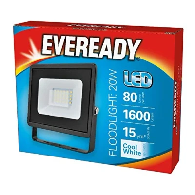 Image of Eveready Black 20w LED Floodlight Cool White / 4000k (S13945)