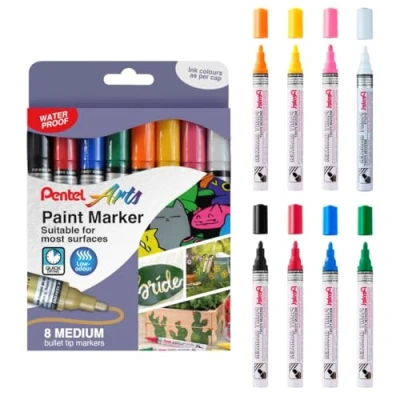Image of Pentel MMP10 Paint Marker Wallet, Medium Bullet Tip, Standard Colours (8 Pens)