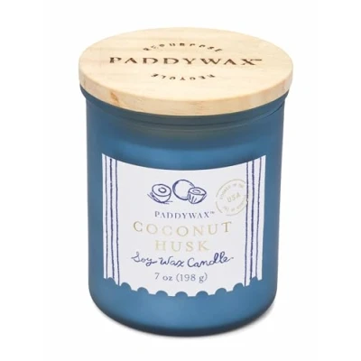 Image of Paddywax Scented Candles Artisan Sea Glass Inspired Coastal Collection Jar Candle with Lid, 226g, Coconut Husk