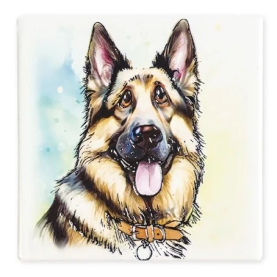Image of Art of Arora 2956 German Shepherd Ceramic Coaster 10 x 10cm