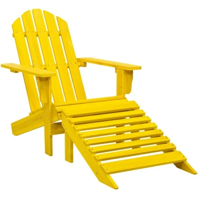 Image of vidaXL Garden Adirondack Chair with Ottoman Solid Fir Wood Yellow