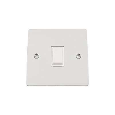 Image of Light Switch 1 Gang Polished Chrome Flat White Insert Plastic 10 Amp Single 2 Way