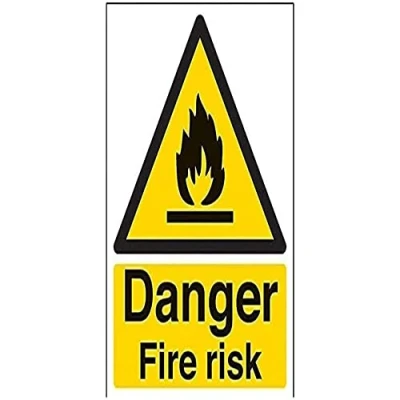 Image of V Safety Danger, Fire Risk Warning And Flammable Sign 150mm x 200mm 1mm Rigid Plastic