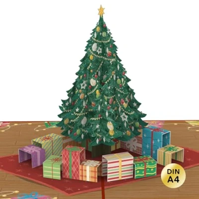 Image of papercrush® Pop Up Christmas Tree Card XXL 3D Greeting for Kids (Girl &amp; Boy), Merry Mom, Sis, Granny or Auntie, Handmade Xmas Money Gift Wallet Son and Daughter