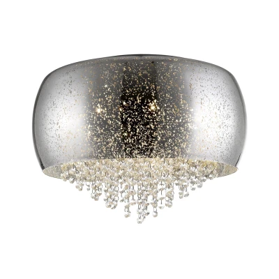 Image of Luna 3 Light Flush Ceiling Chrome Crystal