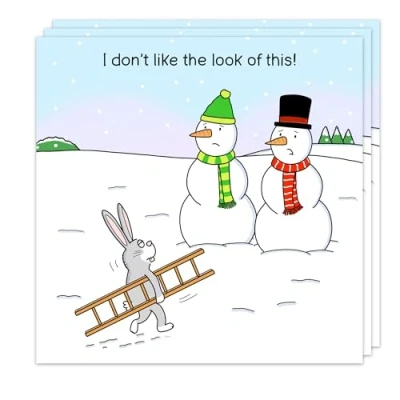 Image of Twizler Funny Christmas Cards Pack of 3 Worried Snowmen Design Merry Xmas Multipack